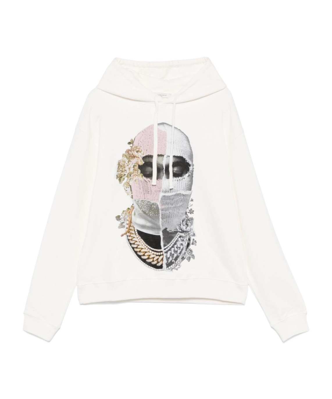 Ih Nom Uh Nit Newspaper Mask-print Hoodie In White