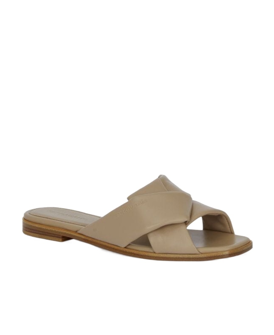 Ferragamo Nappa Slippers With Origami Tied Band In Nude