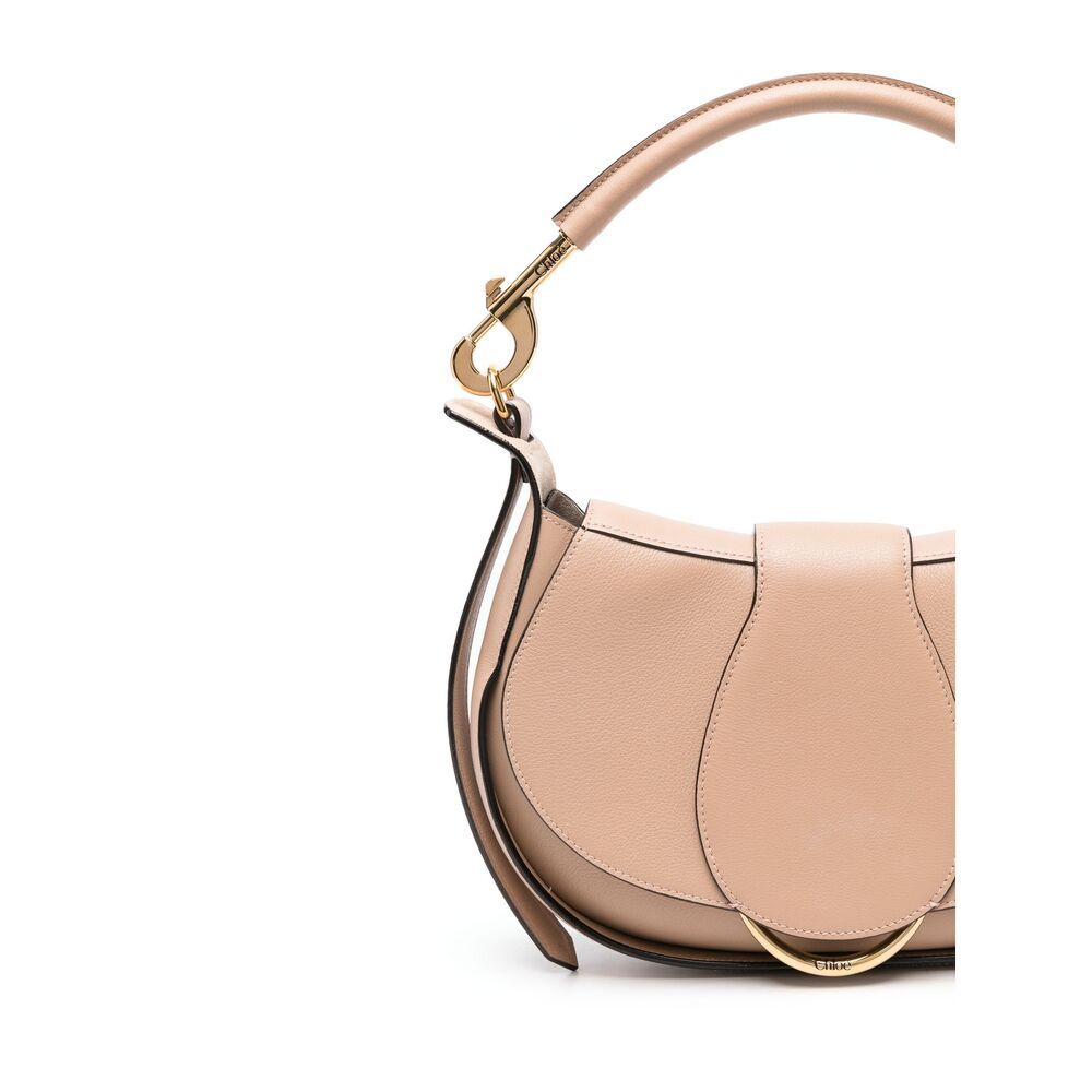 Chloé Floral Grey Calfskin Bag With Adjustable Shoulder Strap In Nude