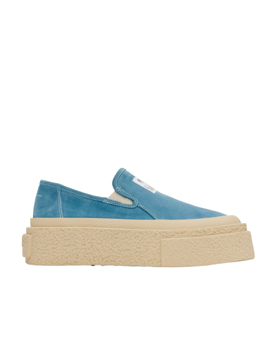 Mm6 Maison Margiela Logo-patch Suede Flatform Sneakers In Nude