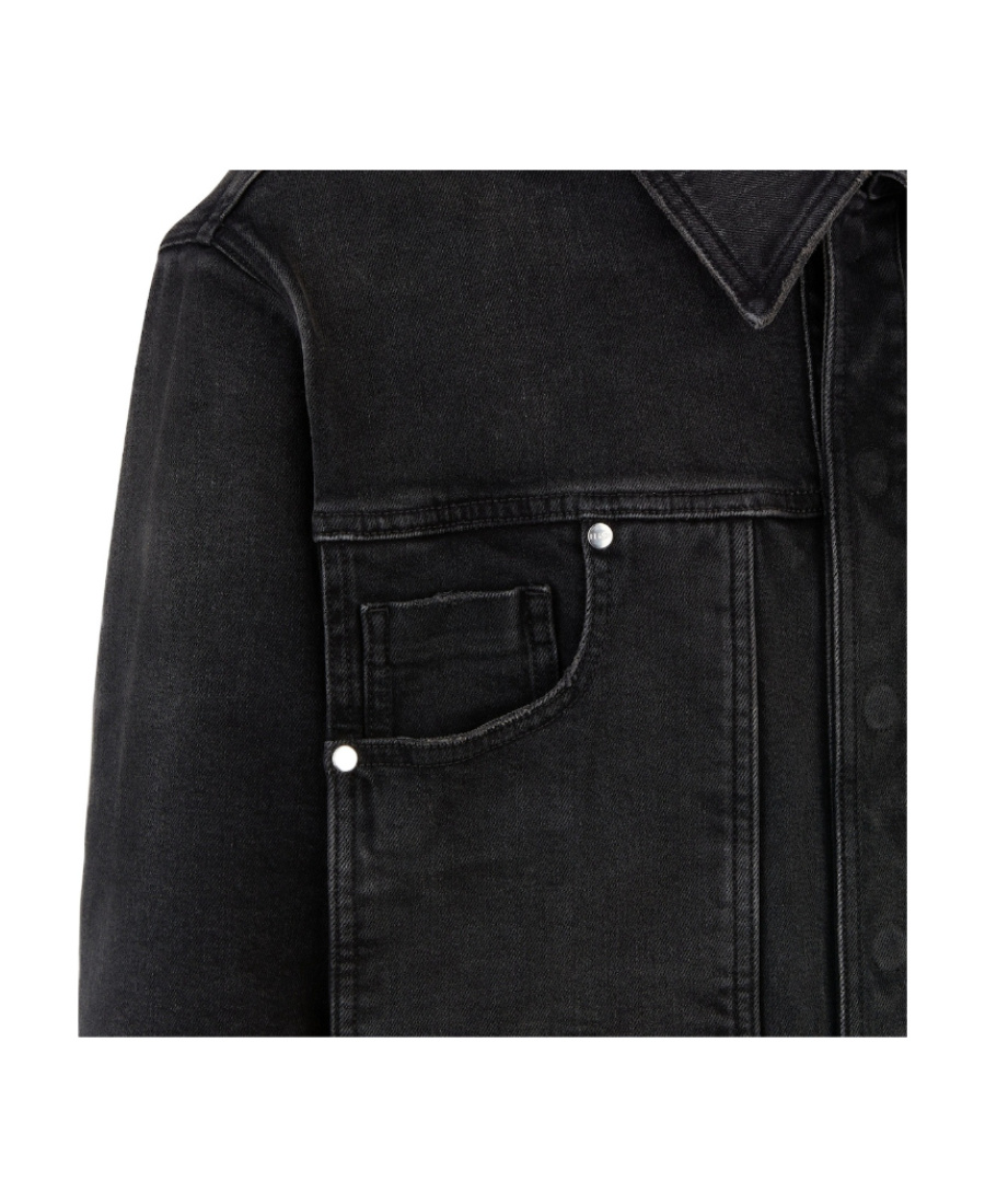 Fendi Straight Cut Denim Jacket In Black