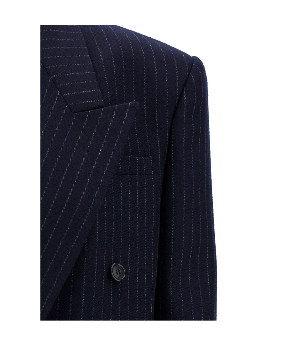 Saint Laurent Cassandre Double-breasted Jacket In Blue
