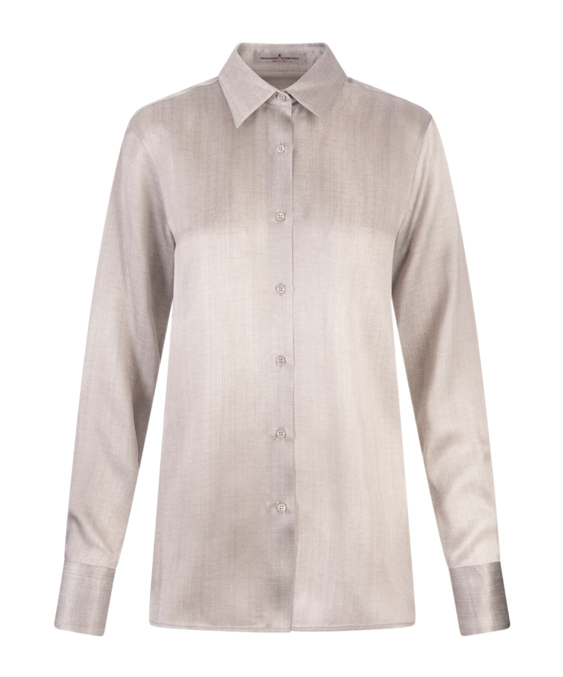 Ermanno Scervino Grey Silk Shirt With Faded Effect In Nude