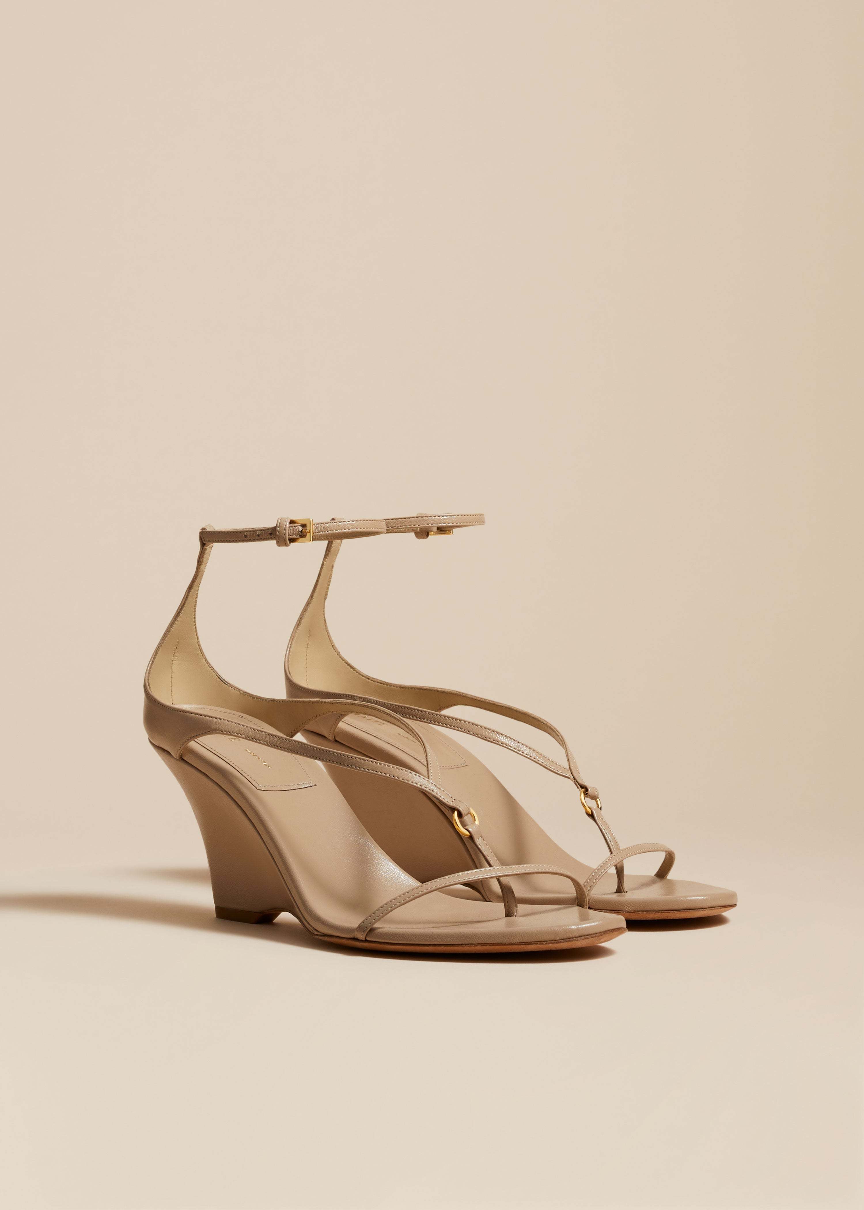 Khaite The Marion Sandals With Sloping Heels In Nude