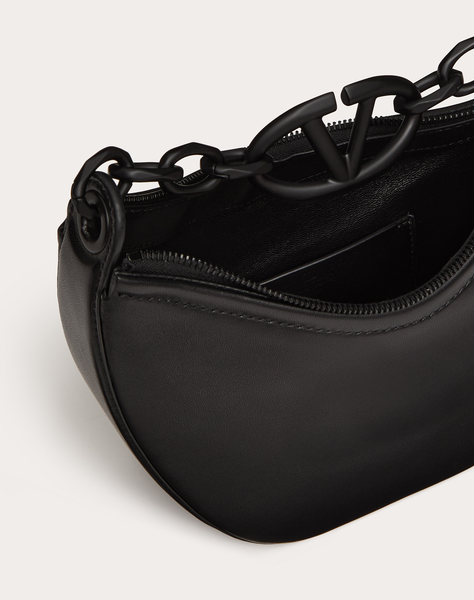 Valentino Mini Hobo Vlogo Shoulder Bag In Black