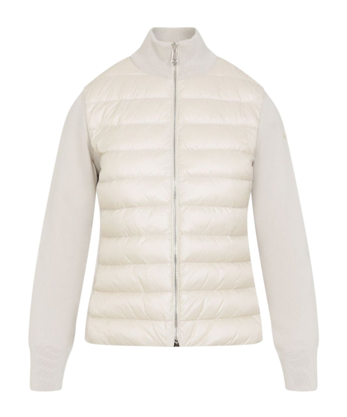 Moncler Quilted Tech Fabric Cardigan Pockets In Neutral