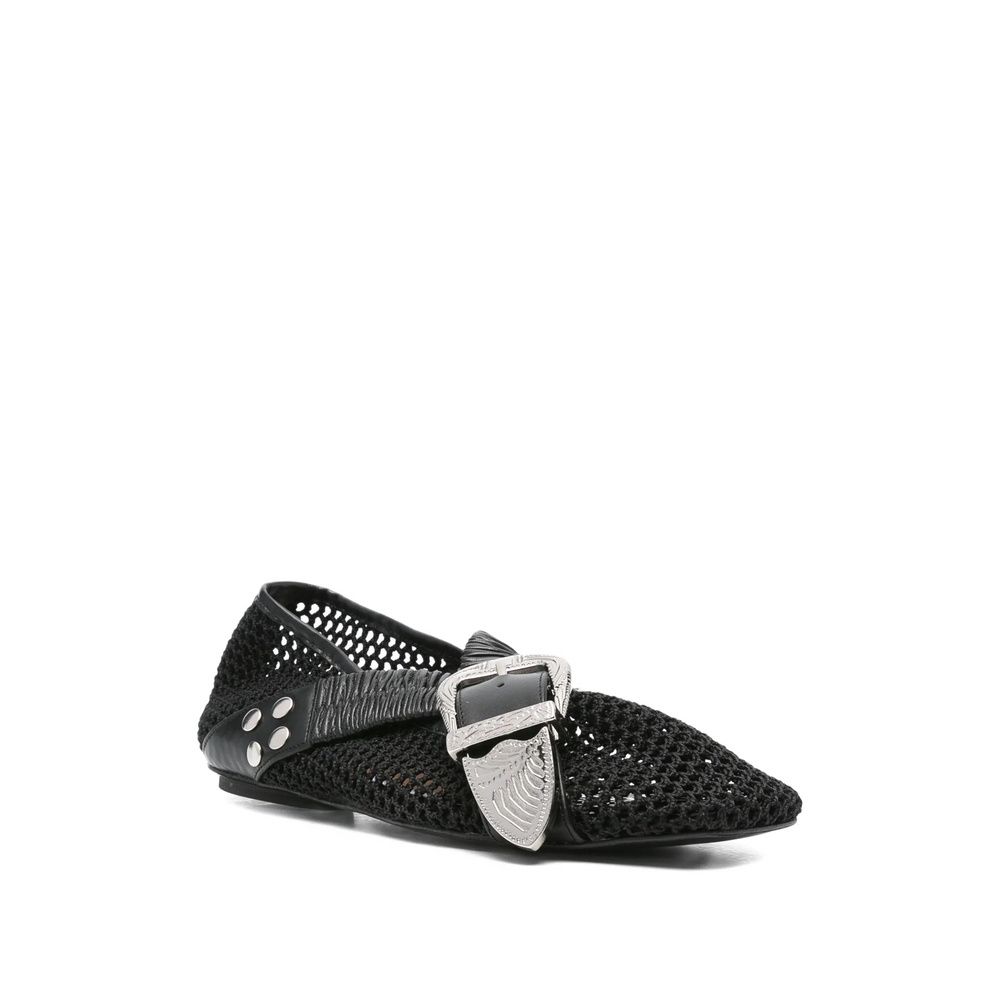 Toga Buckle-detail Mesh-detail Flats In Black
