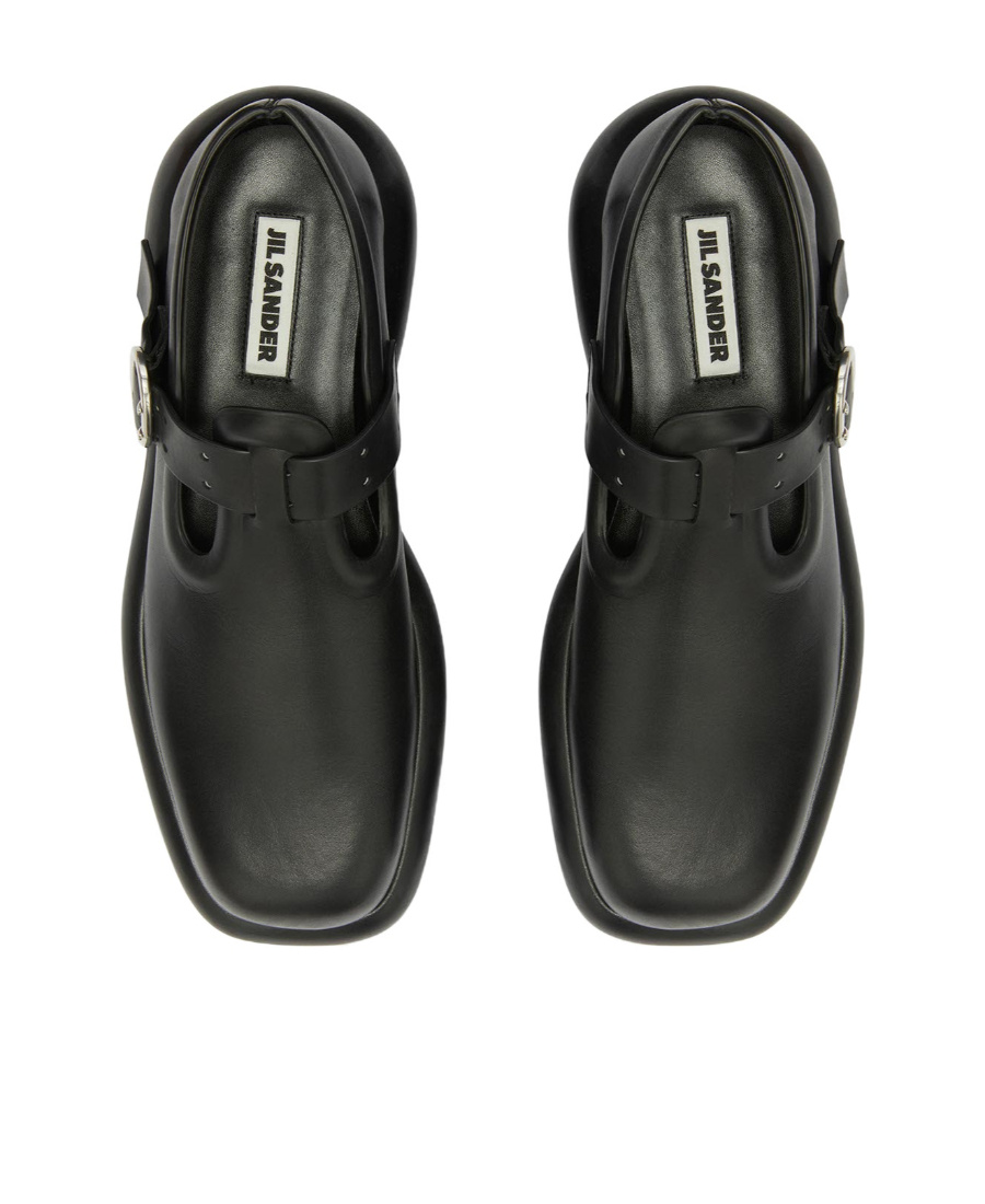 Jil Sander Leather Buckle Loafers Peculiar Sole In Black
