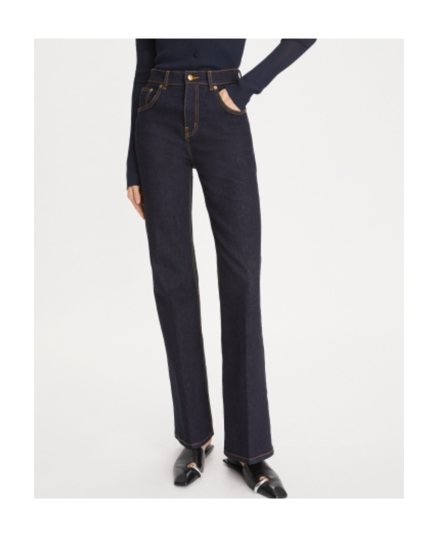 Shop Tory Burch Bootcut Cotton Jeans In Black