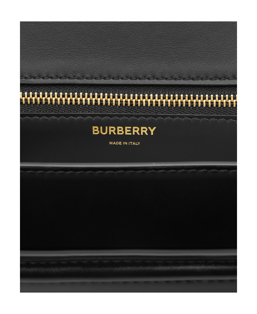 Burberry Tb-plaque Leather Crossbody Bag In Black