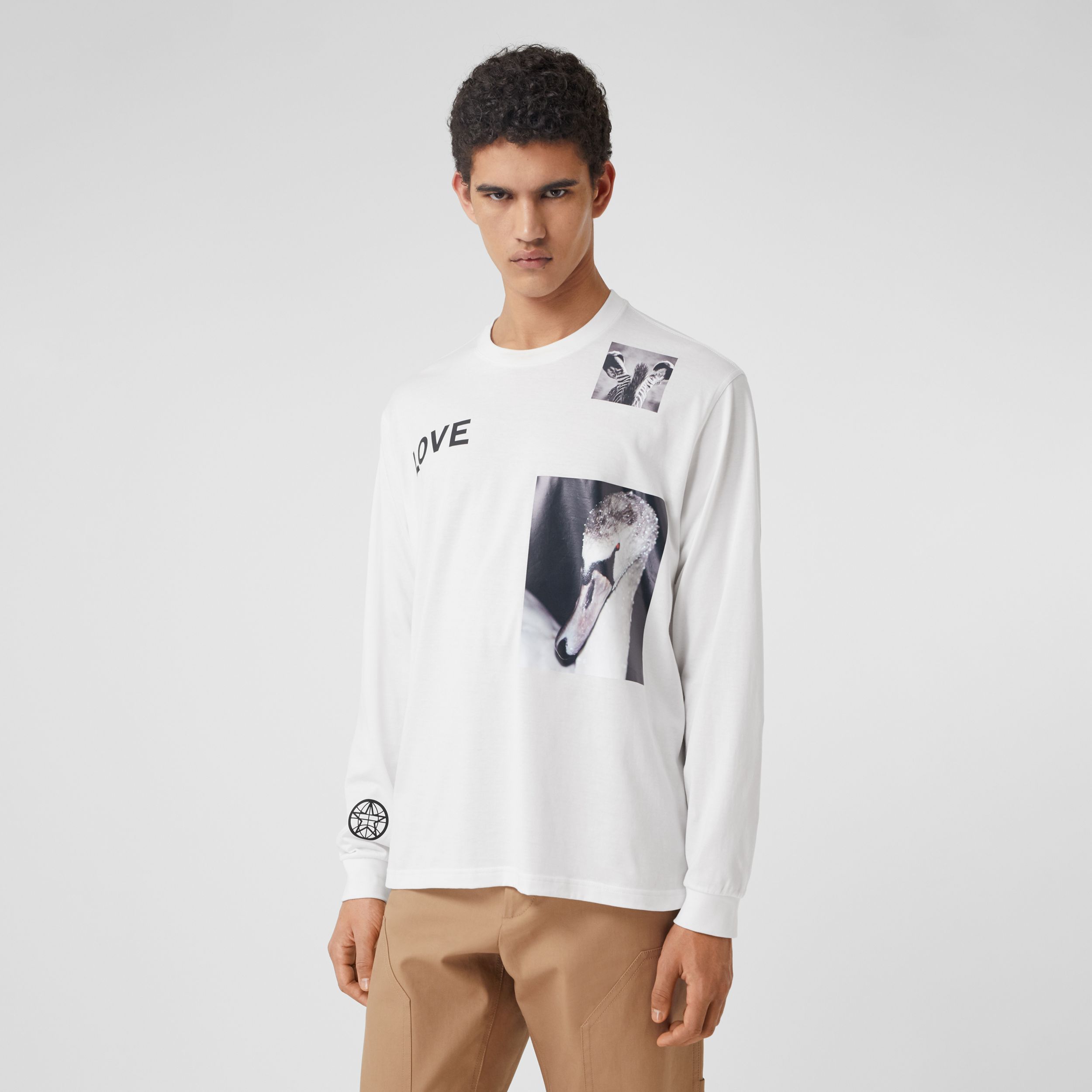 Burberry Montage Print Long-sleeve T-shirt In White