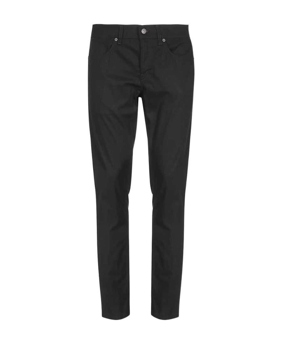 Dondup Black Logo Casual Denim Trousers In Black