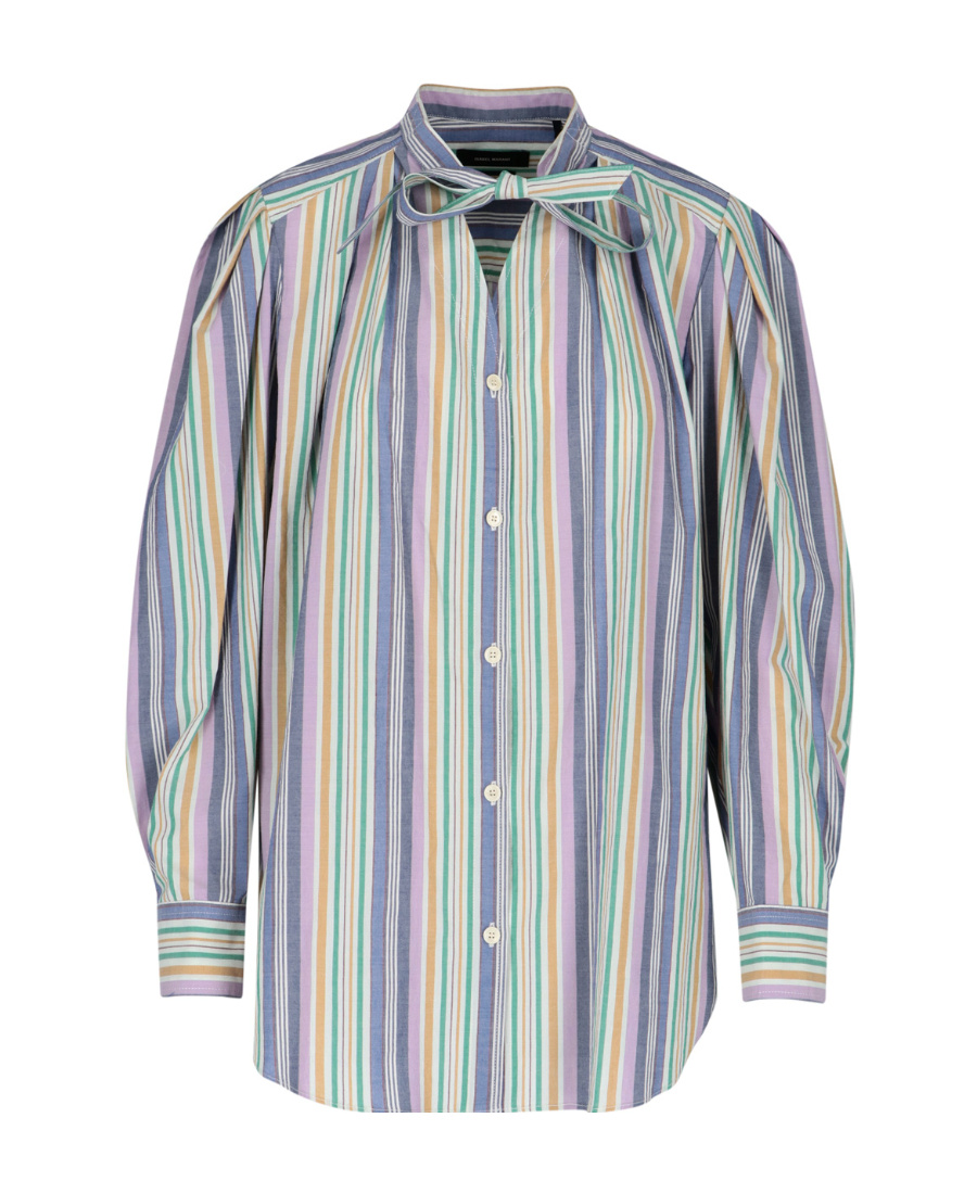 Isabel Marant Tiverna Striped Cotton Poplin Shirt In Gray
