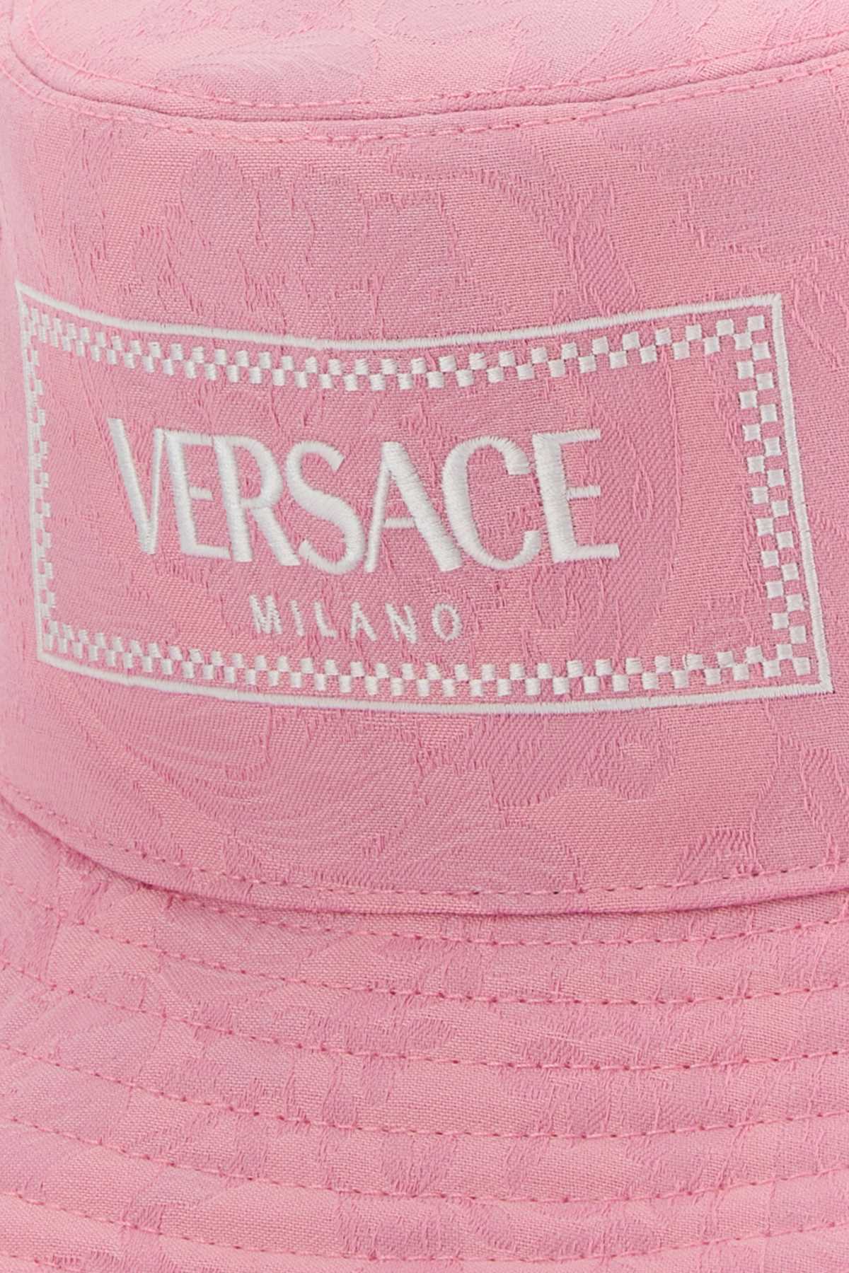 Shop Versace Barocco-jacquard Logo Bucket Hat In Pink