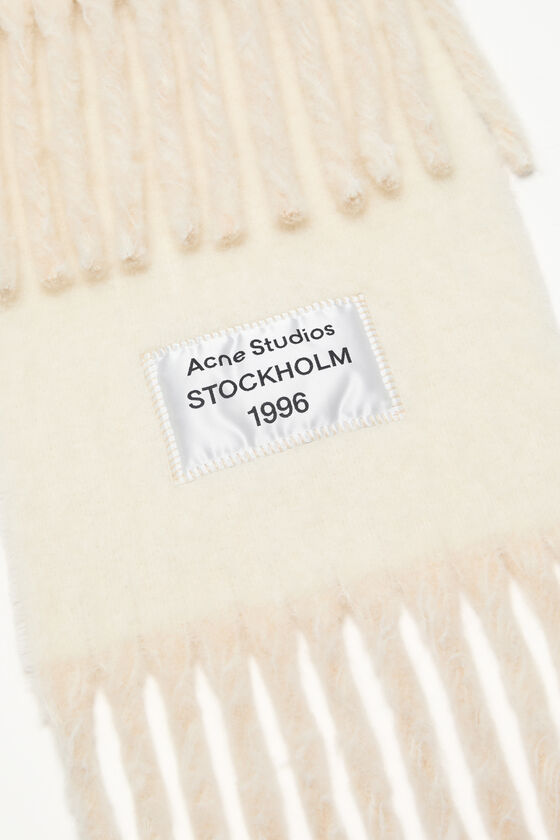 Shop Acne Studios Logo-patch Fringed Scarf In White