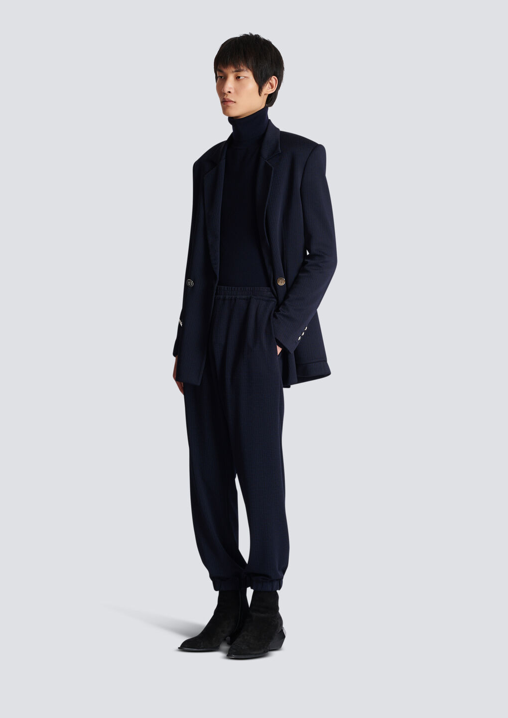 Balmain Monogram-pattern Elasticated-waistband Track Pants In Black