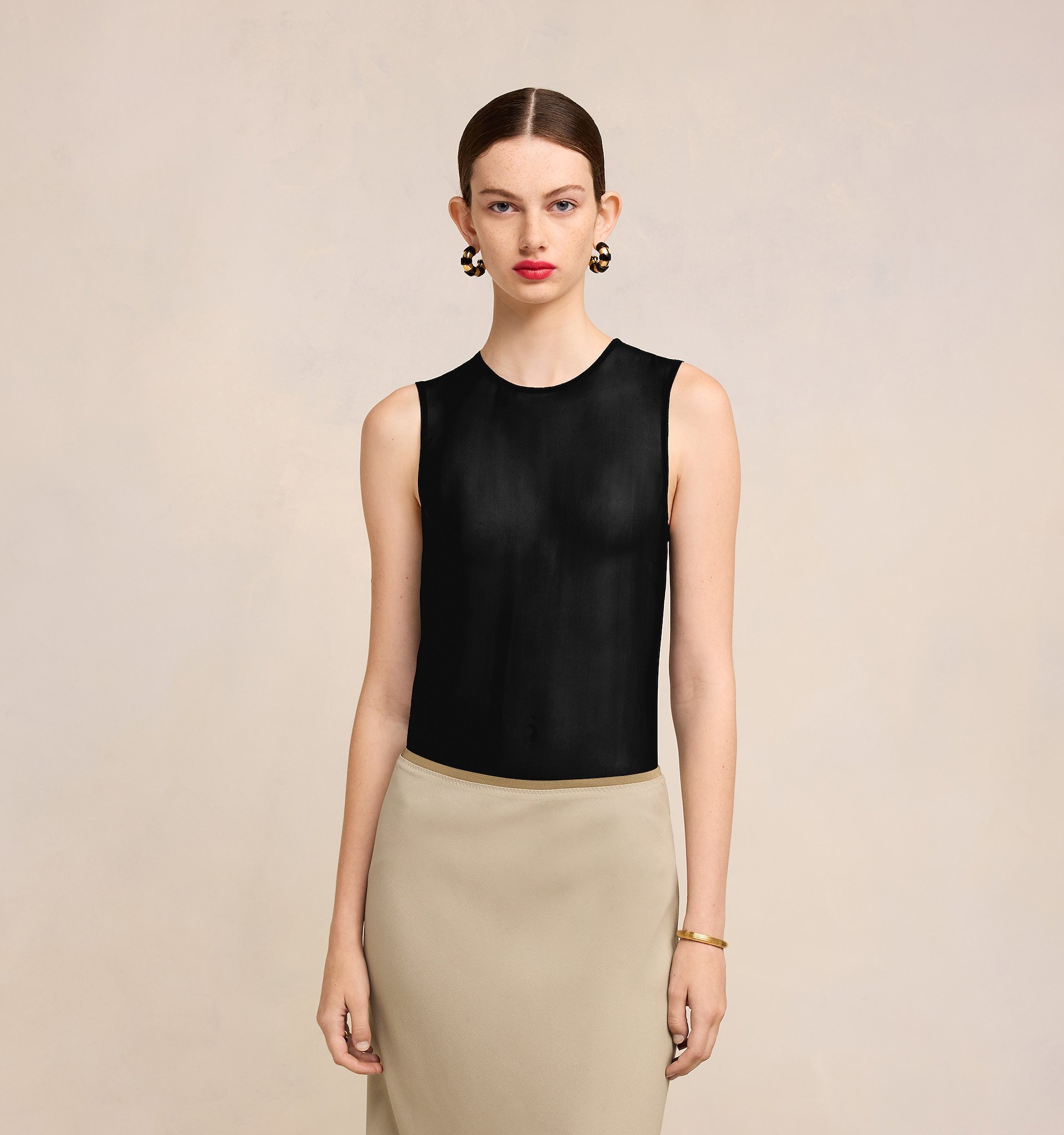 Ami Alexandre Mattiussi Ami Paris Semi-sheer Sleeveless Top In Black