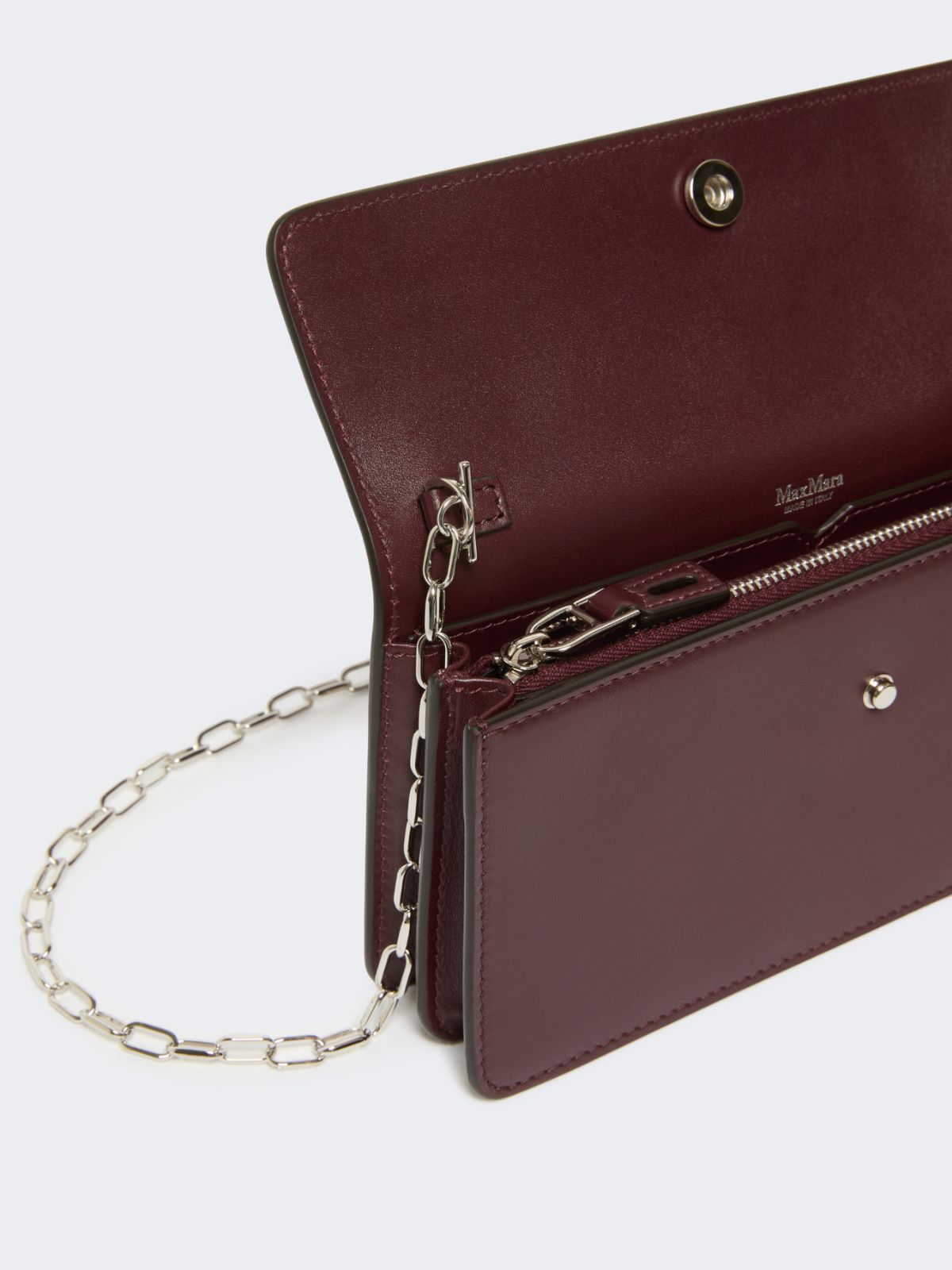 Max Mara Leather Phone Pouch In Burgundy