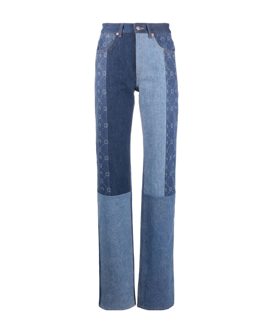 Marine Serre Moonogram Straight-leg Denim Jeans In Blue