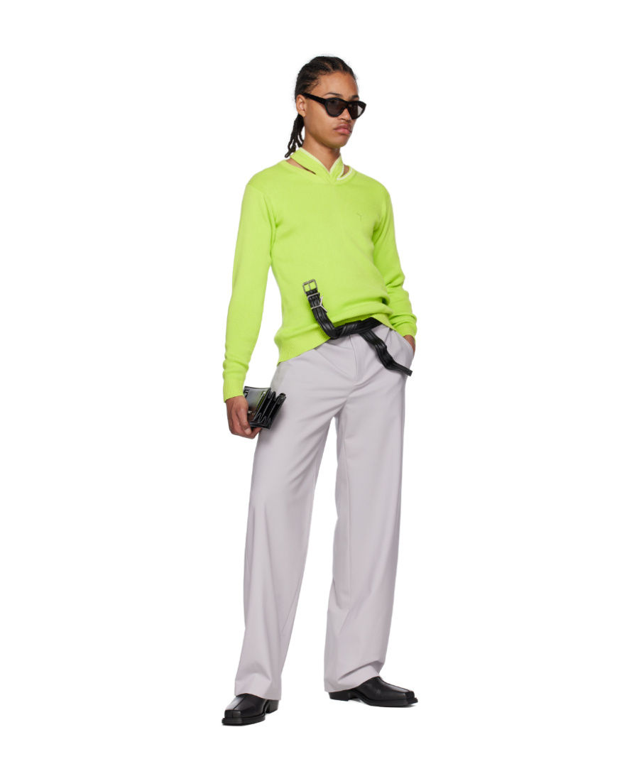 Y/project Hollow-out Design Of Long-sleeved Knitted Sweater In Green