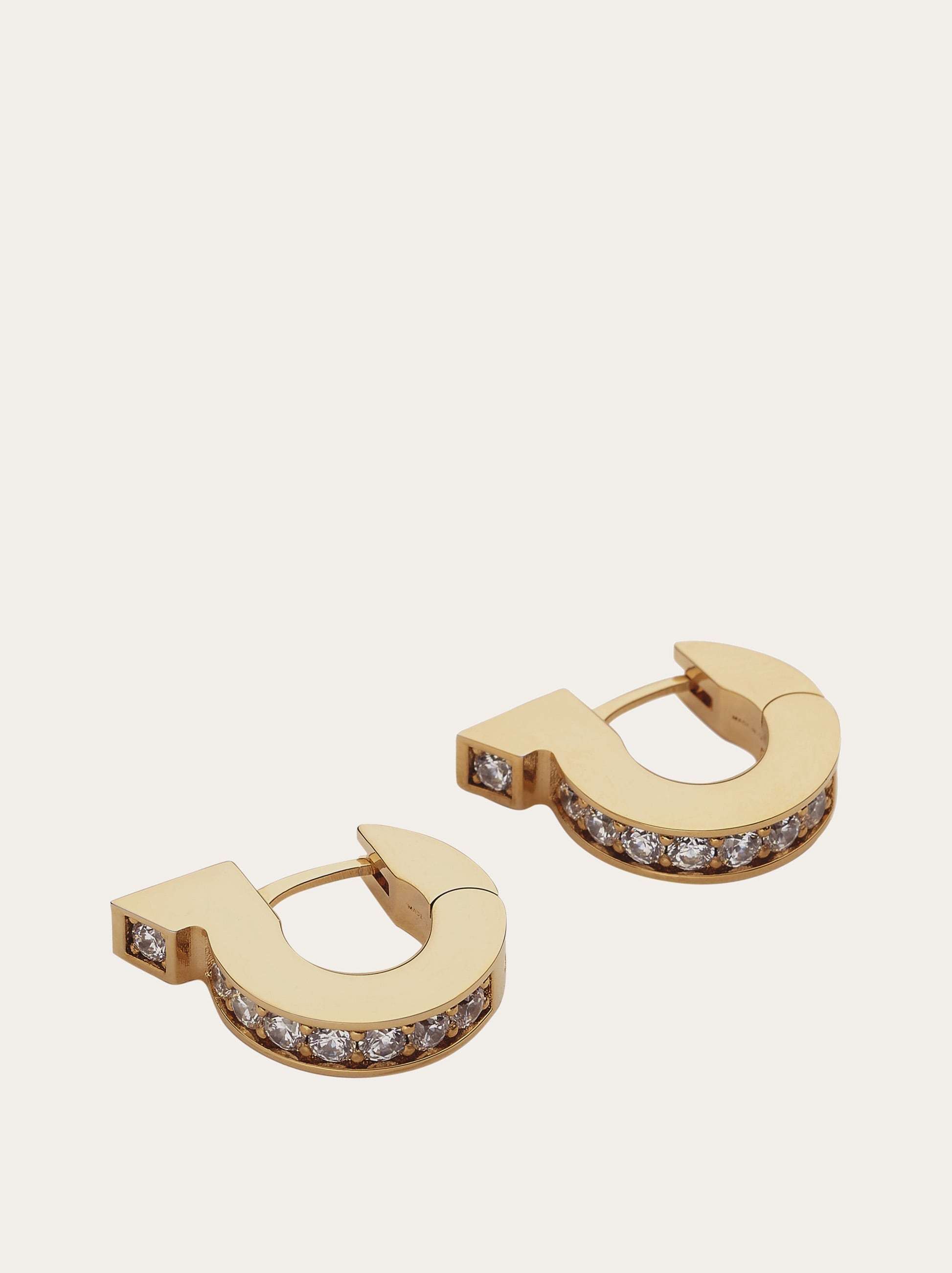 Ferragamo Gancini Crystal Hoop Earrings In Yellow