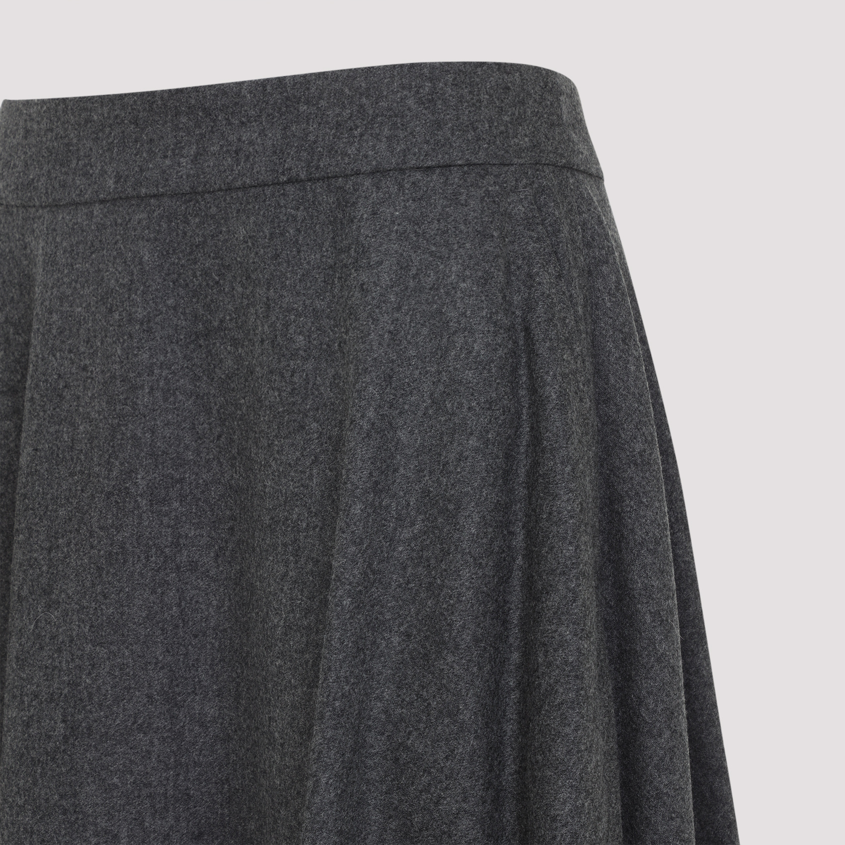 Max Mara Mid-length Grey Wool Blend Skirt In Black