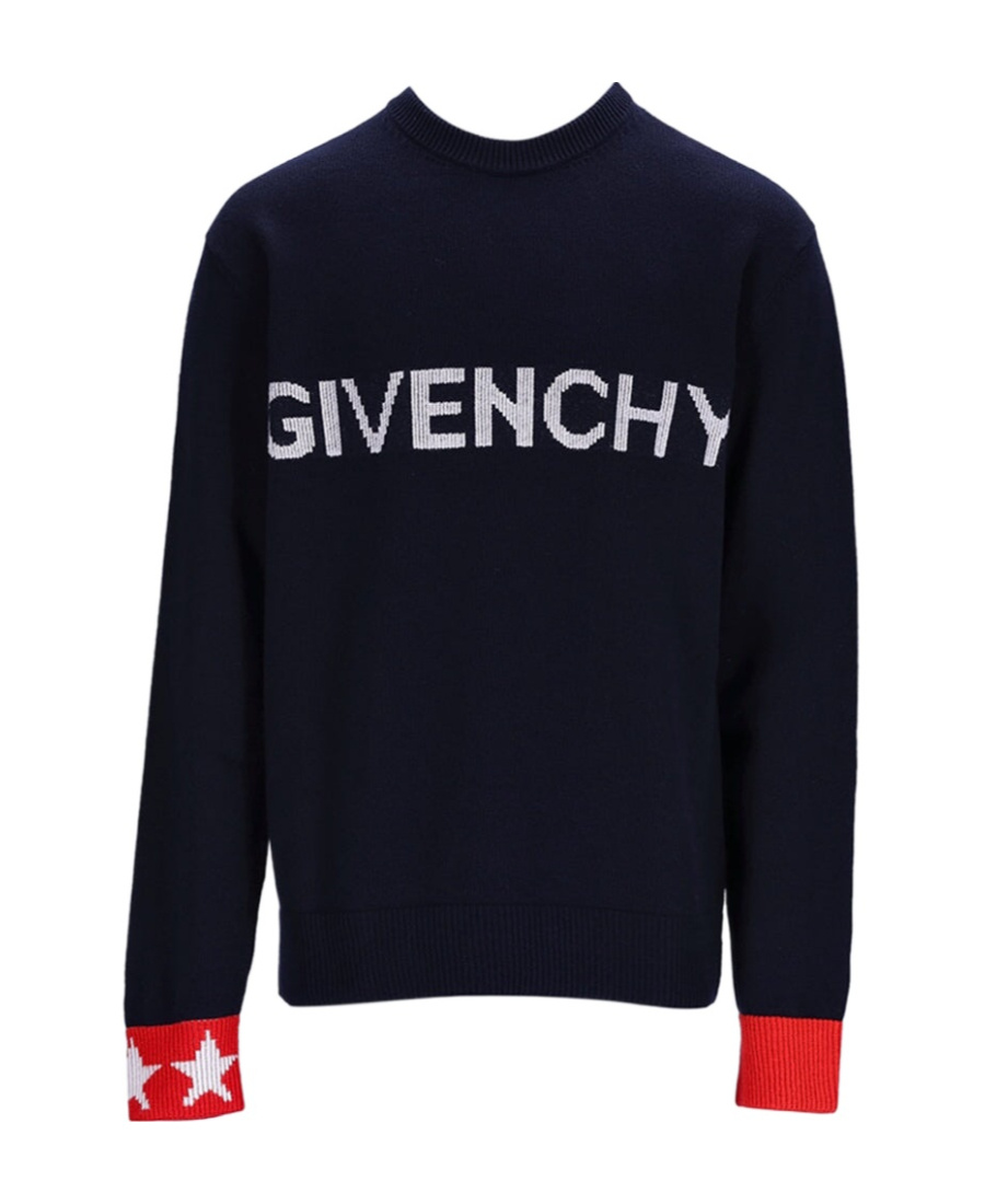 Givenchy Logo-intarsia Wool Jumper In Blue
