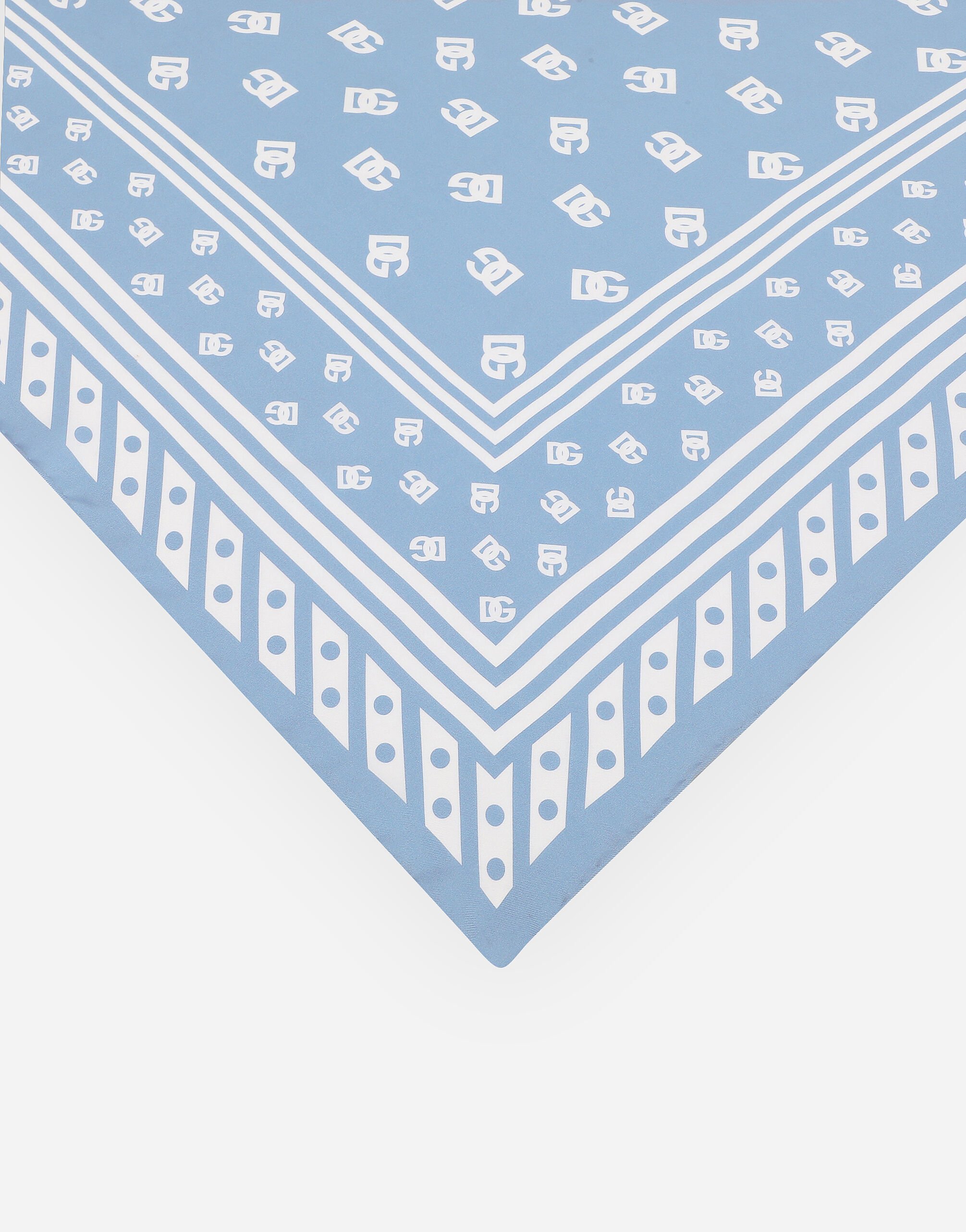 Dolce & Gabbana Silk Twill Foulard With All-over Dg Logo Print (90x90) In Blue