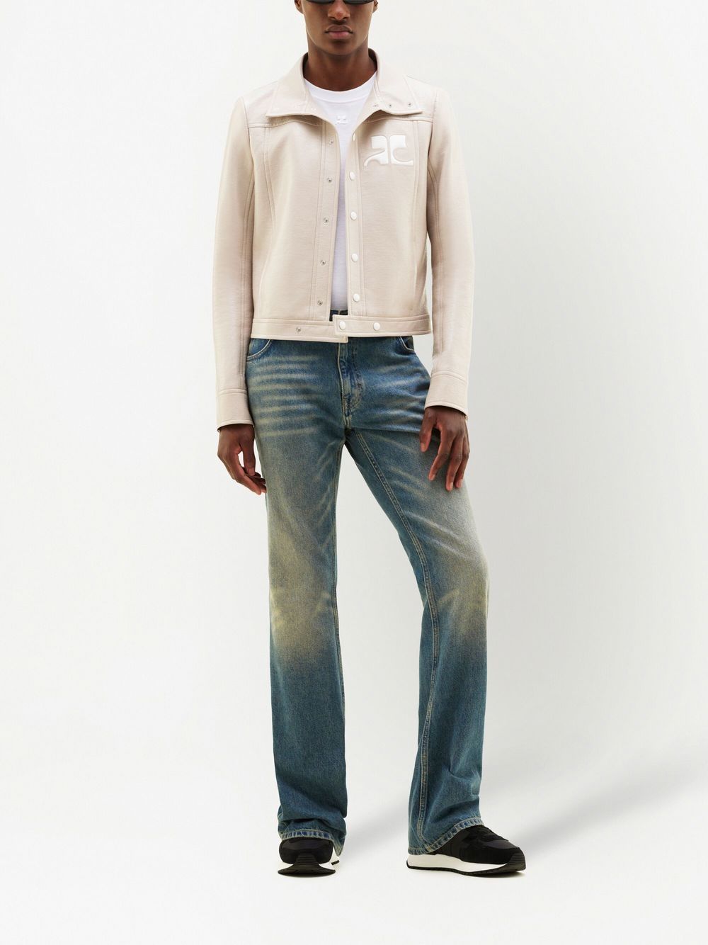 Courrèges Logo-patch Press-stud Jacket In White