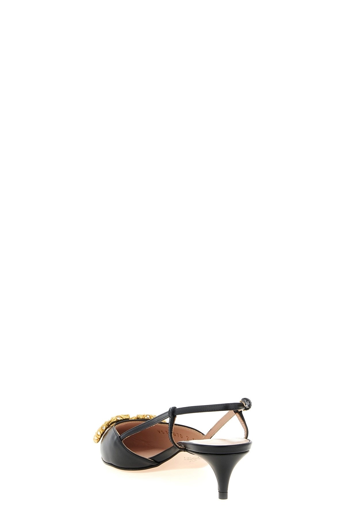 Valentino Crystal Buckle Pointed Toe Stiletto Pumps In Black