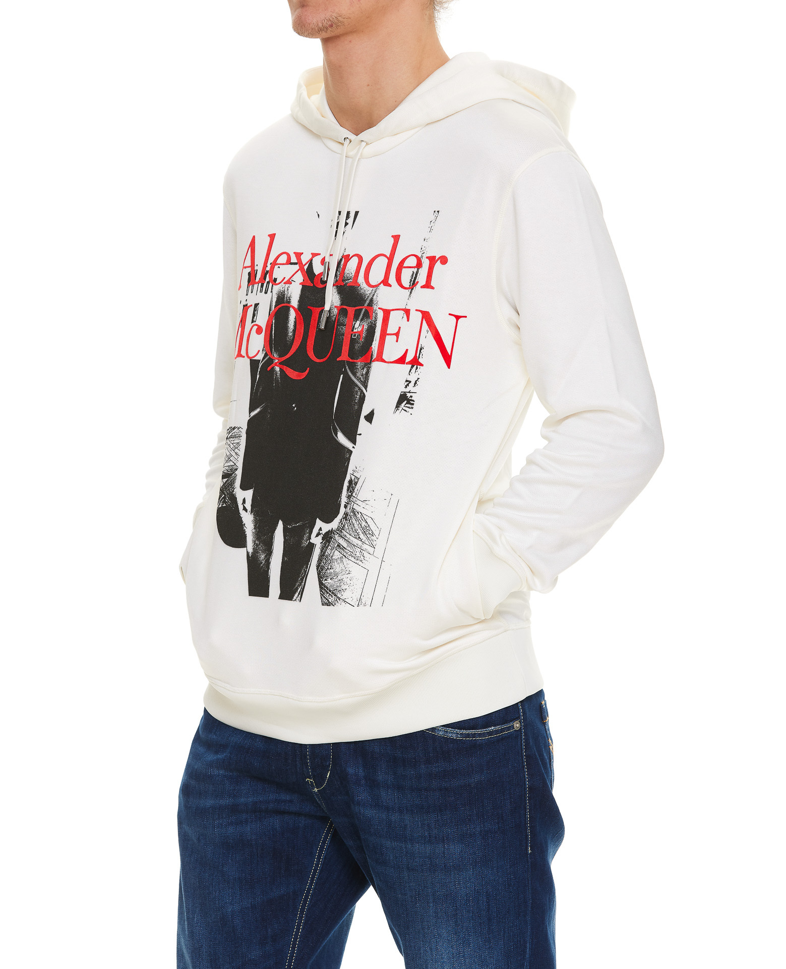 Alexander Mcqueen Printed Hooded Sweatshirt In White