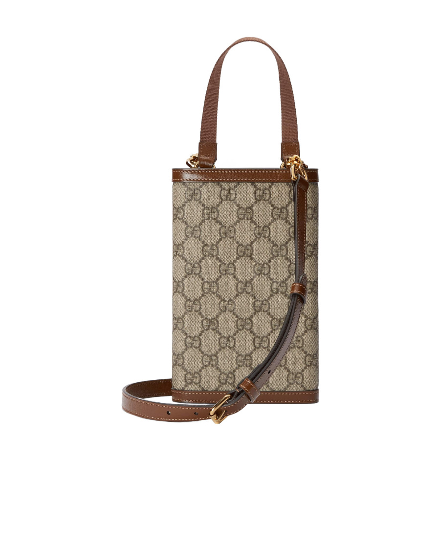 Gucci Monogram Detachable-strap Wallet In Brown