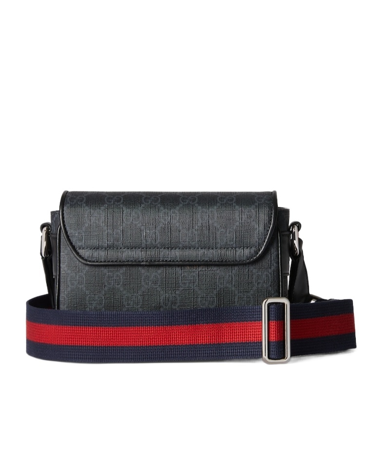 Gucci Gg Supreme Fabric And Leather Shoulder Bag In Black