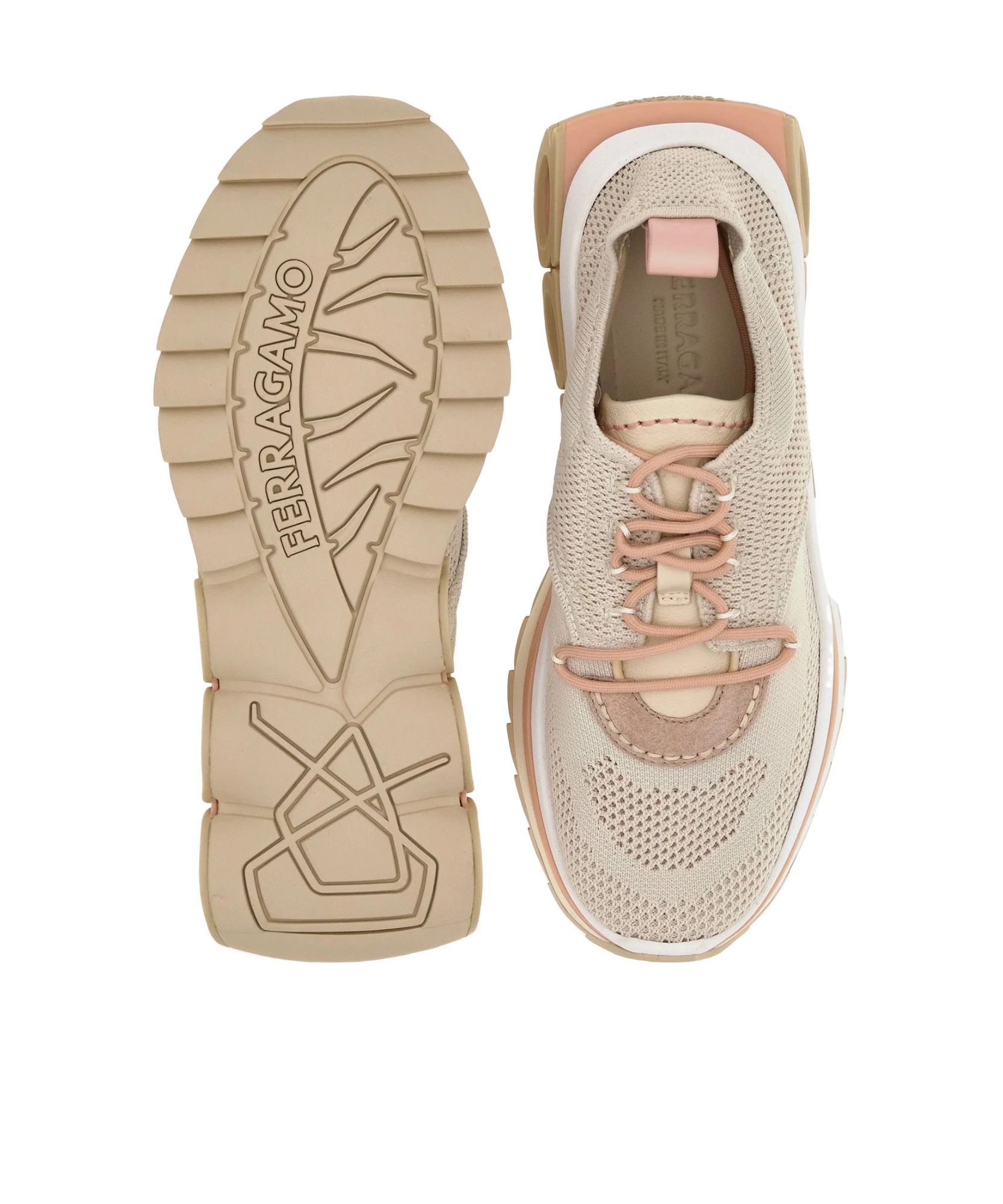 Ferragamo Mesh Perforated Pull Tab Rubber Sole Sneakers In Gray
