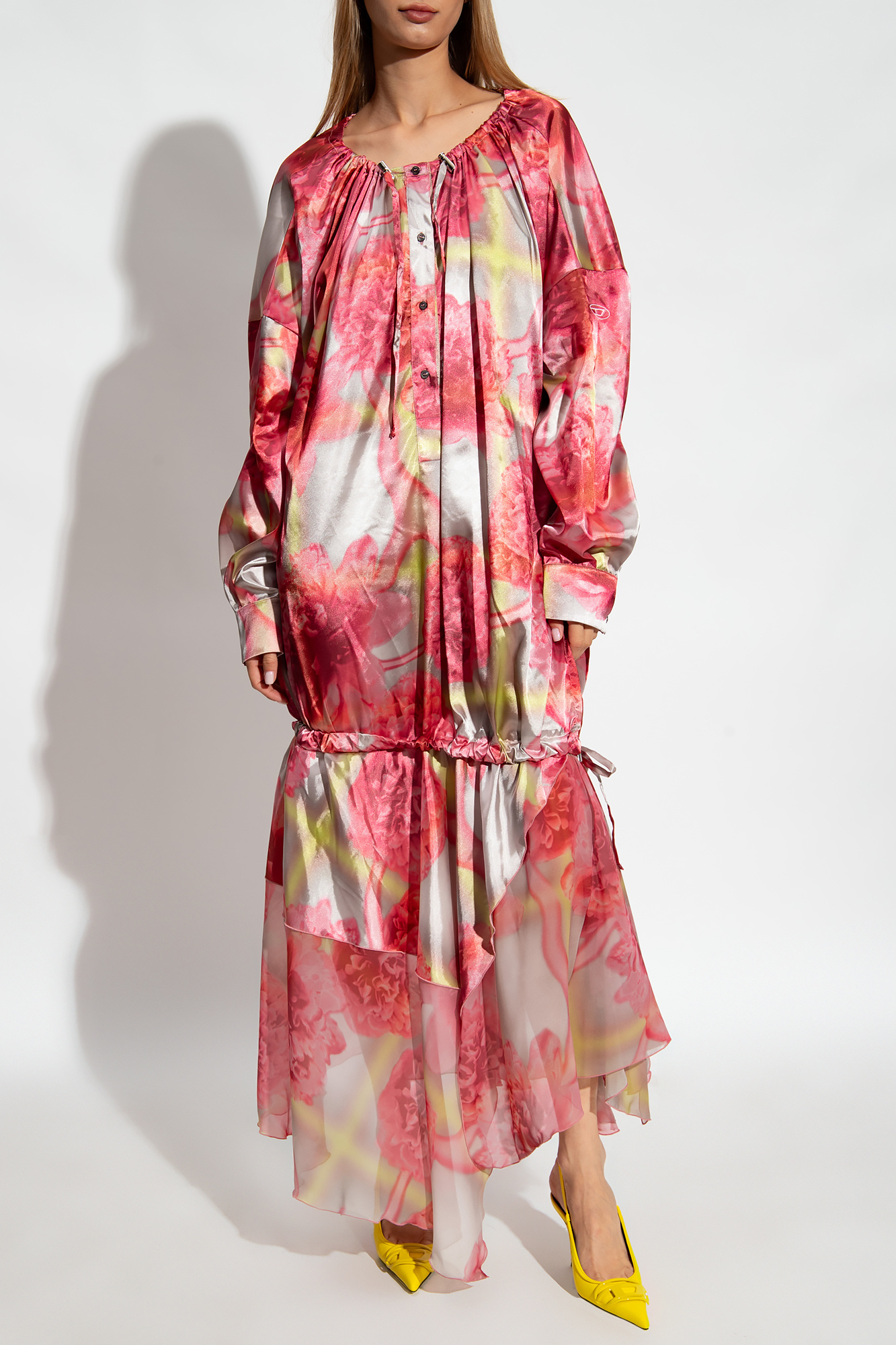Diesel D-cabir Floral-print Maxi Dress In Pink