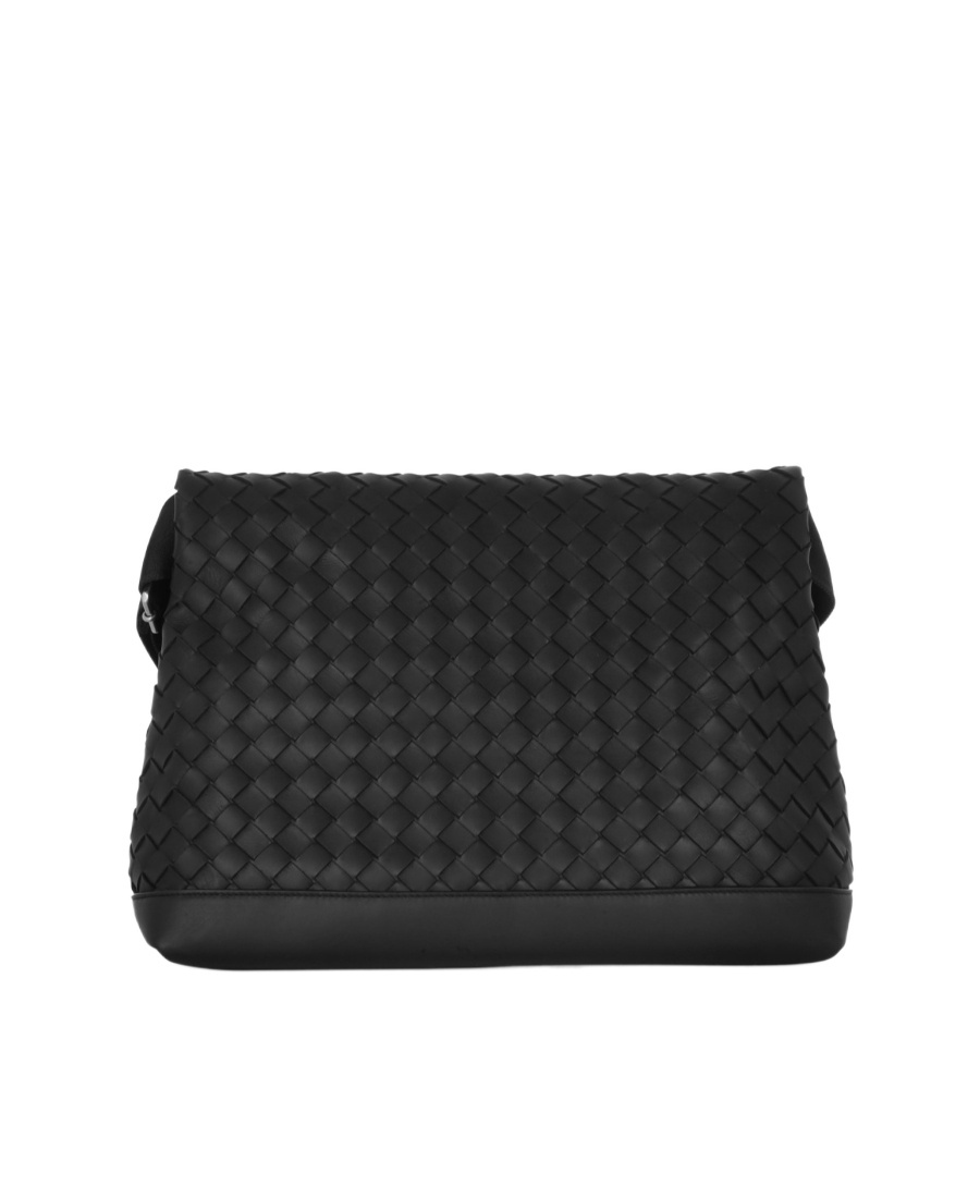 Bottega Veneta Large Intrecciato Messenger Bag In Black