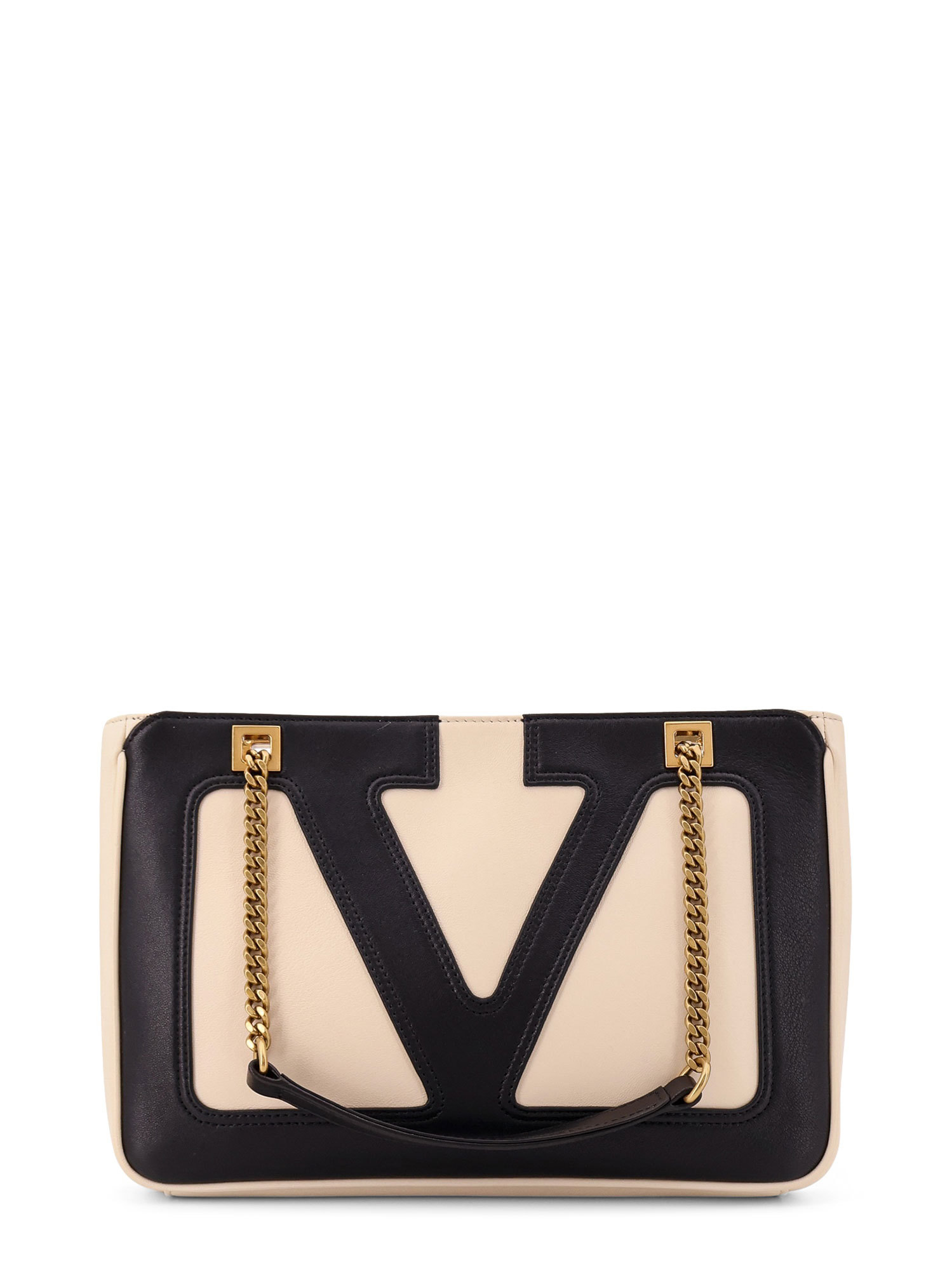 Valentino Superstar Leather Shoulder Bag With Chain Strap In Black
