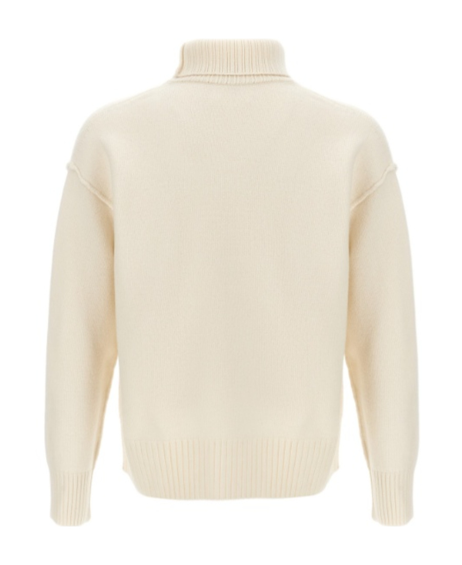 Ami Alexandre Mattiussi High-necked Long-sleeved Wool Sweater In White