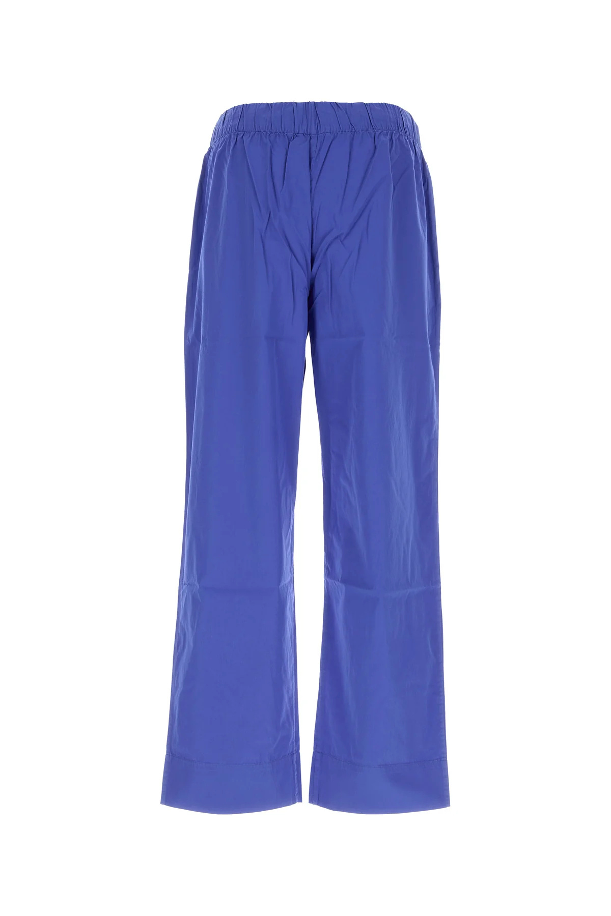Tekla Cotton Cropped Pyjama Trousers Wide Leg In Blue