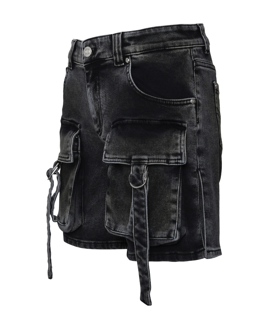 Blumarine Multi-pocket Denim Shorts In Black