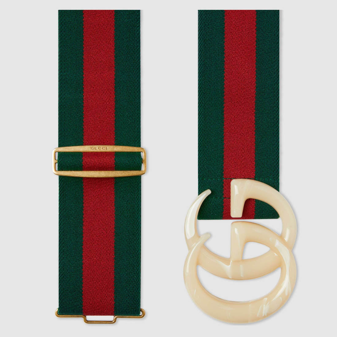 Gucci Elastic Web Belt With Double G Buckle In Multi