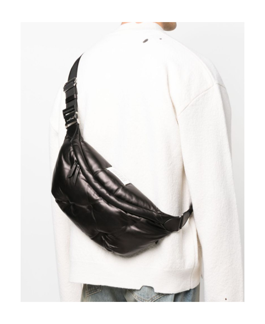 Maison Margiela Logo-patch Leather Belt Bag In Black