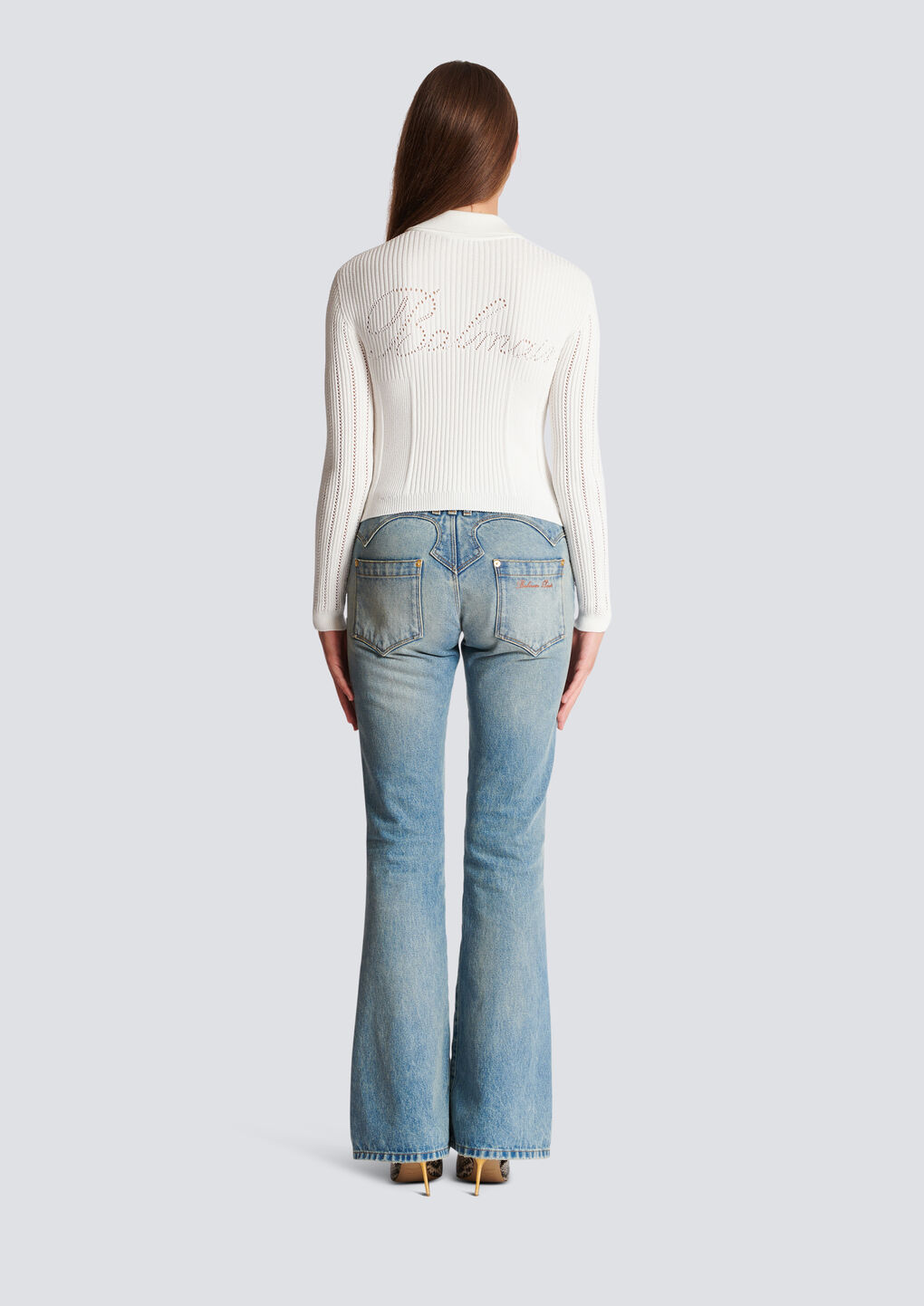 Shop Balmain Buttoned Knit Cardigan In White