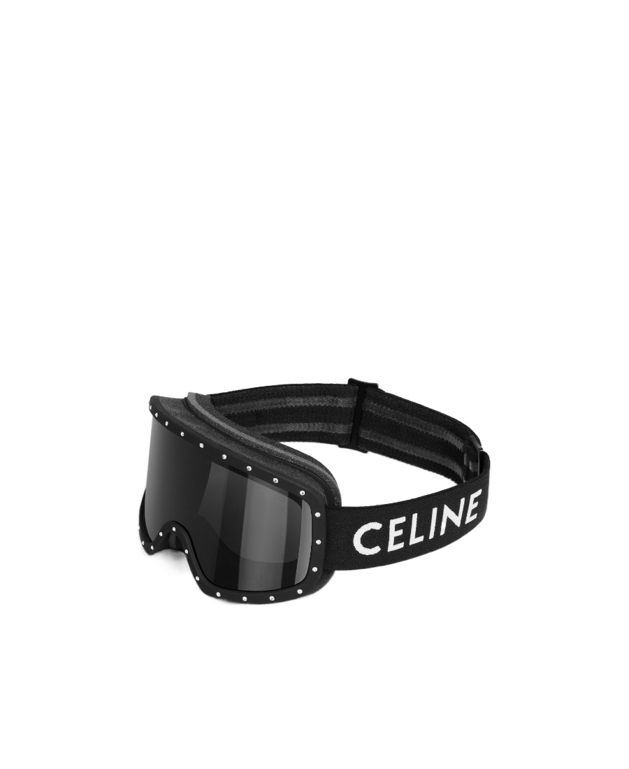 Shop Celine Ski Mask In Plastic With Crystals In Black