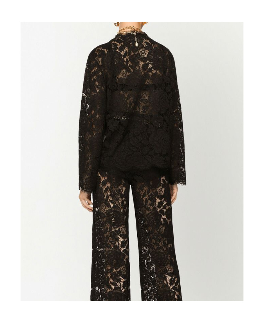 Dolce & Gabbana Floral Lace Single-breasted Jacket In Black