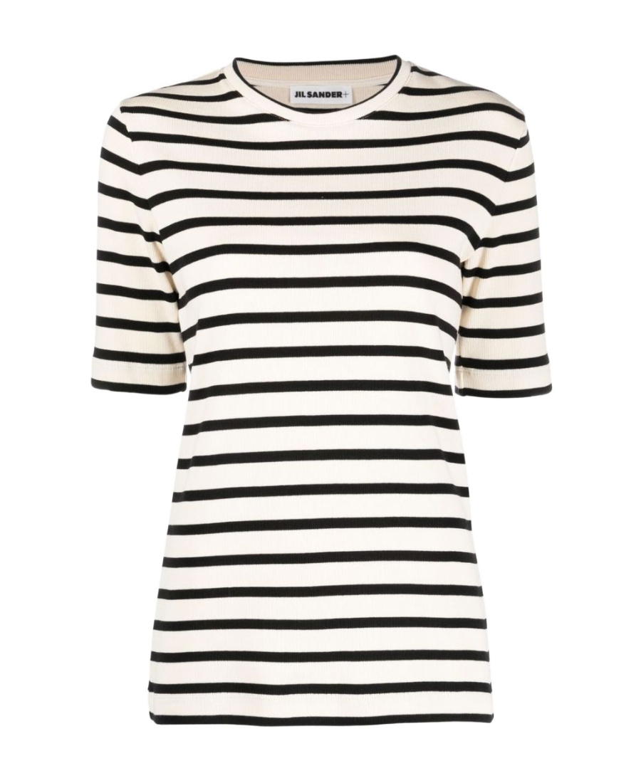 Jil Sander Dark Blue And White Cotton T-shirt In Multi