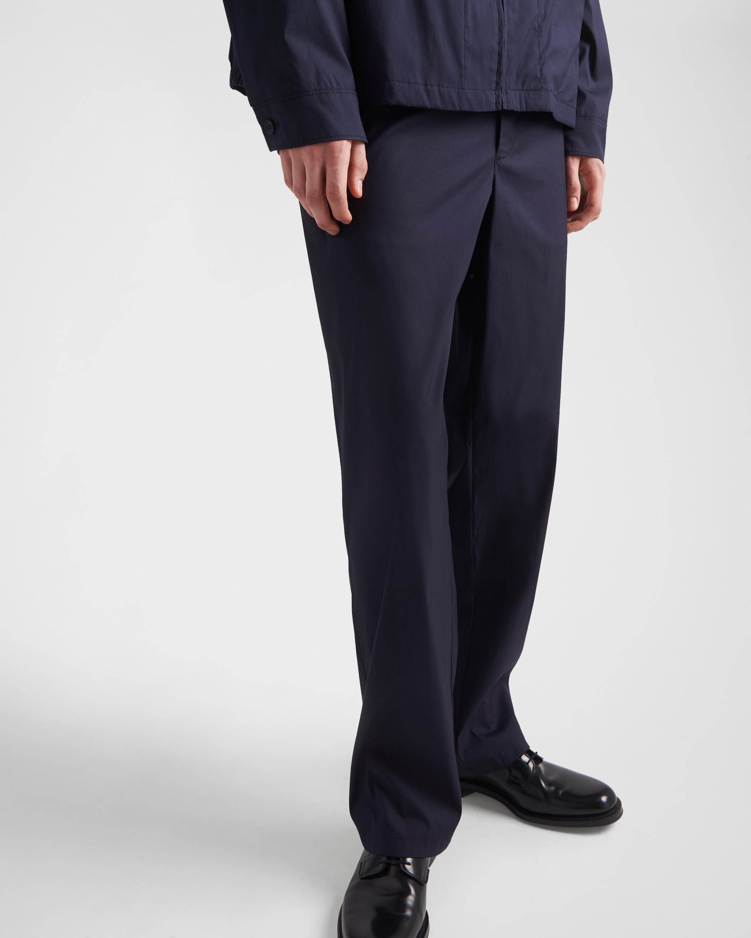 Prada Men's Stretch Poplin Pants In Blue