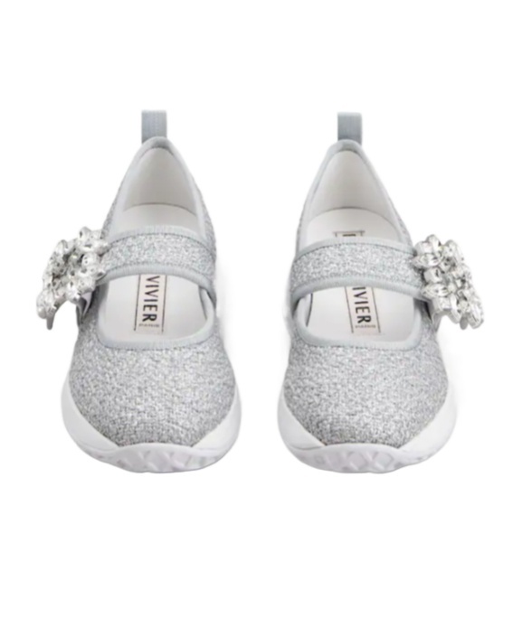 Roger Vivier Viv' Run Babies Sneakers In Lurex In Gray