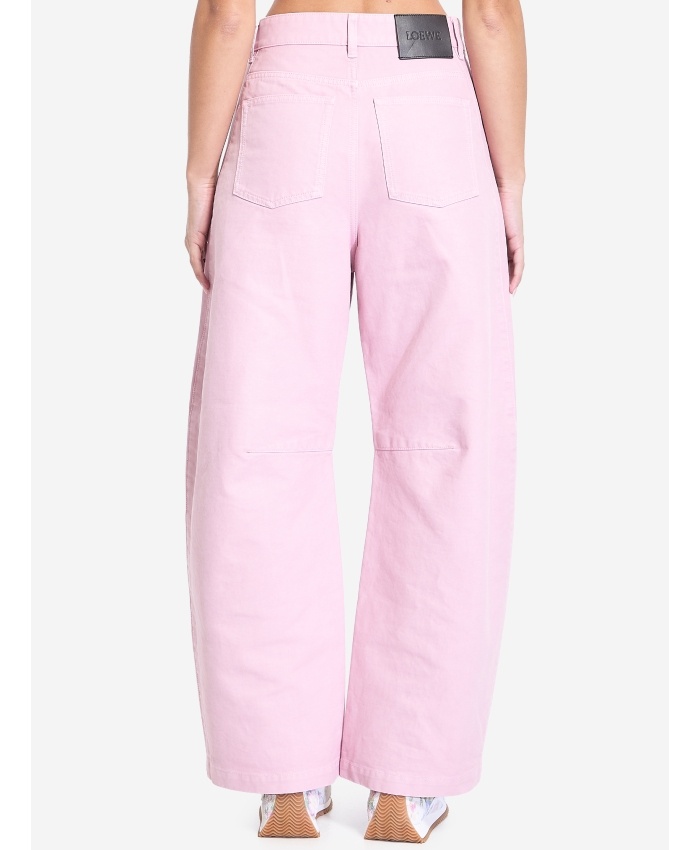 Loewe Barrel Pleated Wide-leg Ankle Trousers In Pink