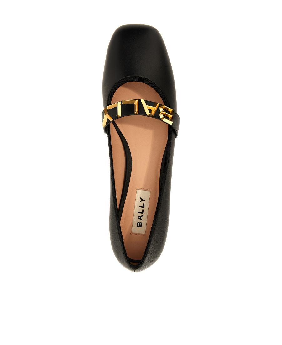 Bally Balby Leather Ballerina Shoes In Black